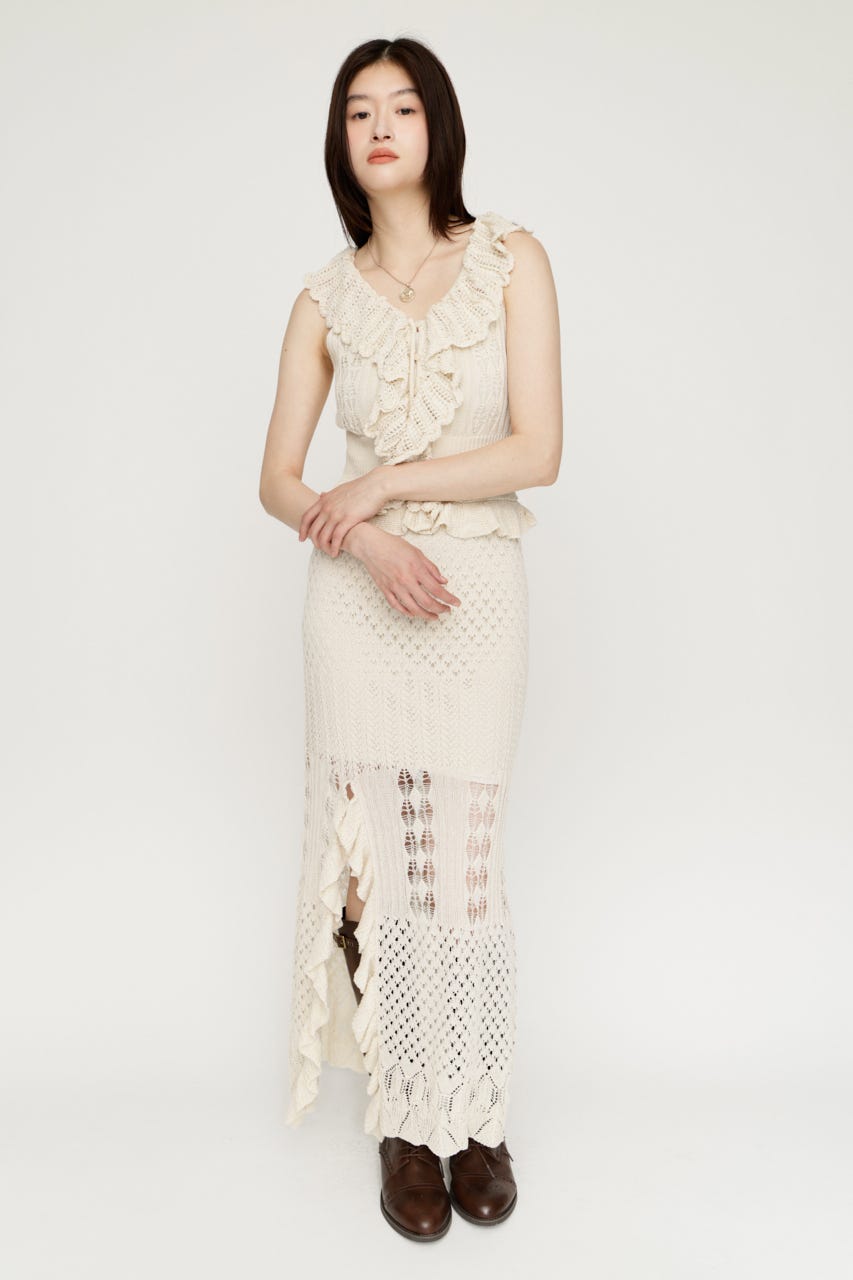 LACE KNITTING CAMI ロングワンピース IVOY FREE