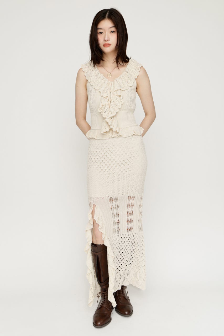 LACE KNITTING CAMI ロングワンピース IVOY FREE