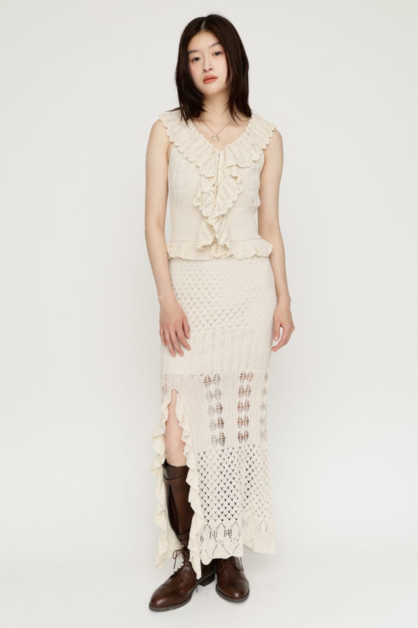 LACE KNITTING CAMI ロングワンピース IVOY FREE