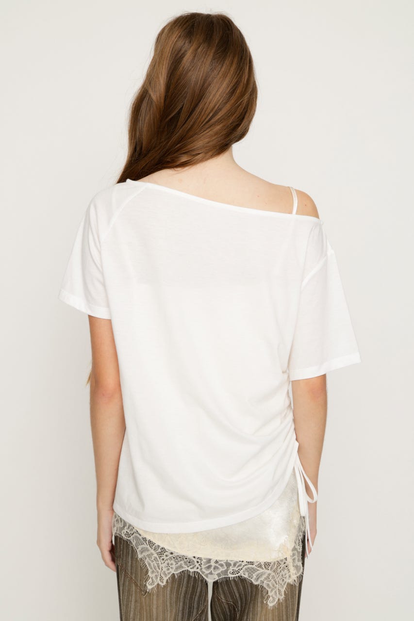 【1BUY5％OFF】SATIN LACE DOCKING トップス IVOY FREE