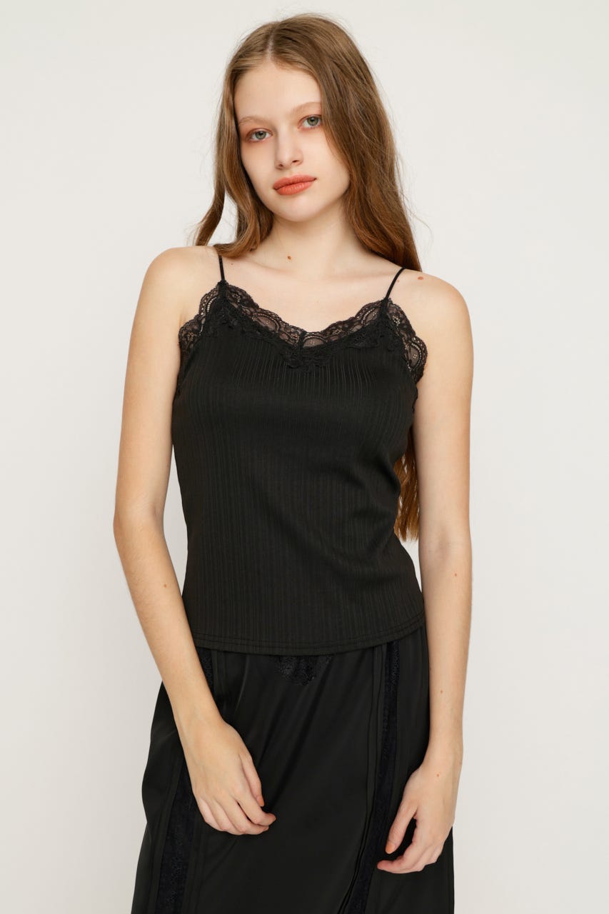 LACE TRIM CUP IN キャミソール BLK FREE