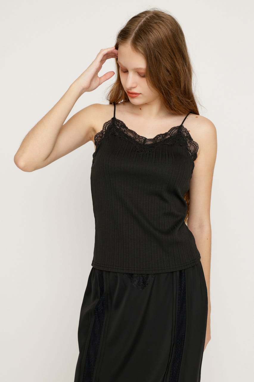 LACE TRIM CUP IN キャミソール BLK FREE