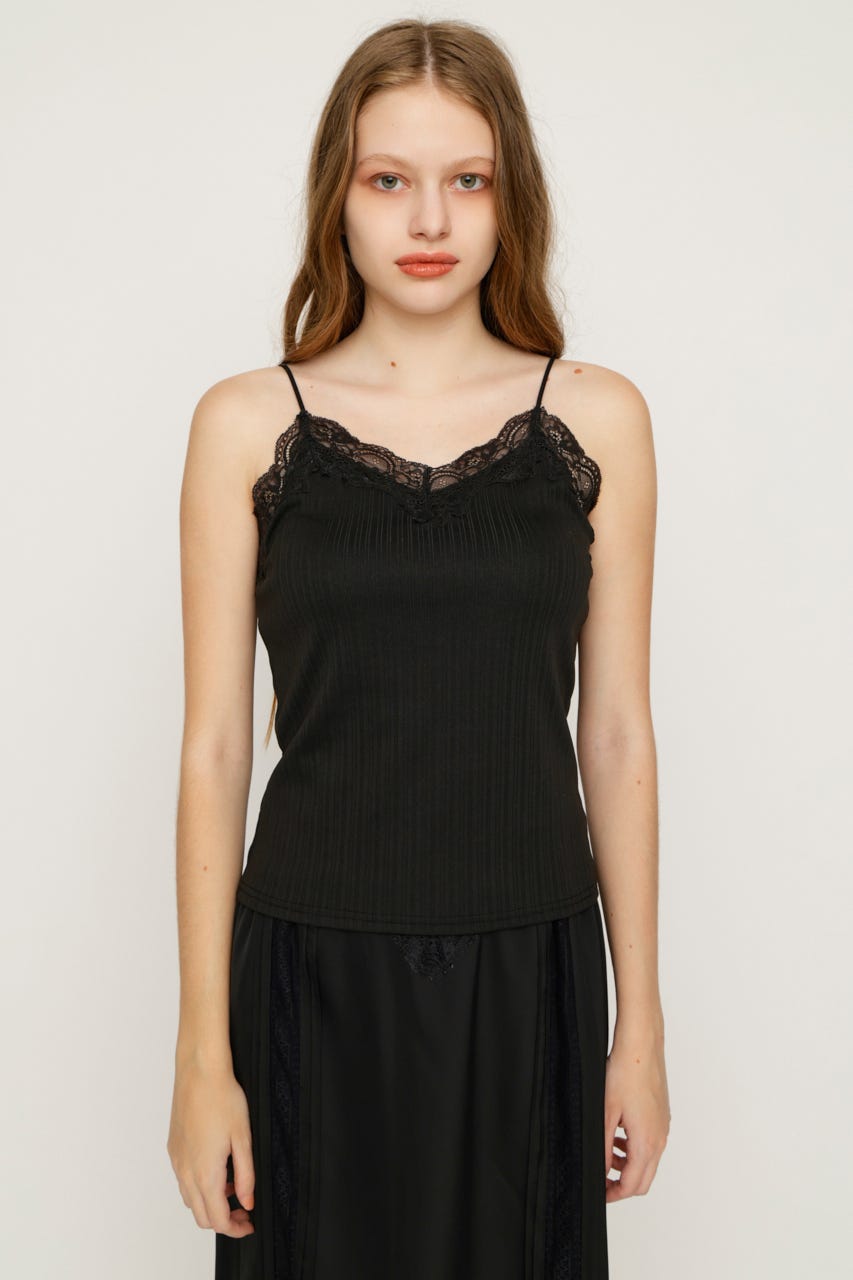 LACE TRIM CUP IN キャミソール BLK FREE