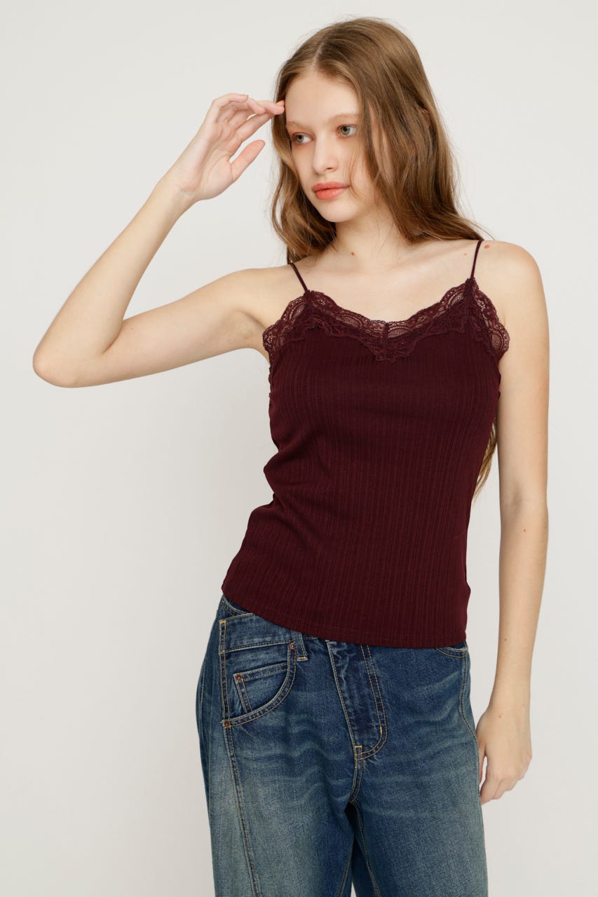 LACE TRIM CUP IN キャミソール D/RED FREE