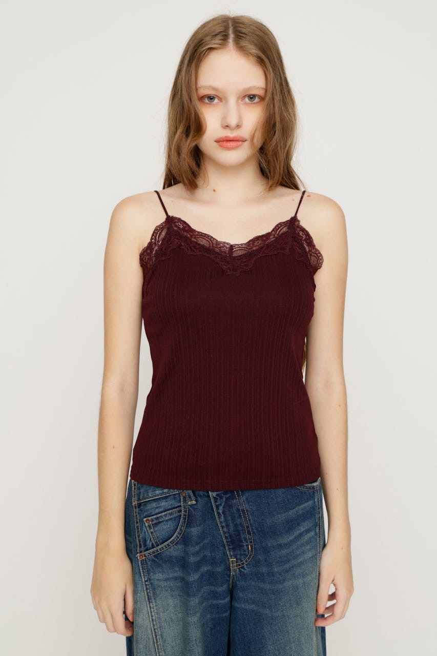 LACE TRIM CUP IN キャミソール D/RED FREE