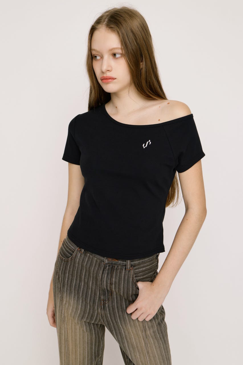 ONE SHOULDER S. トップス BLK FREE