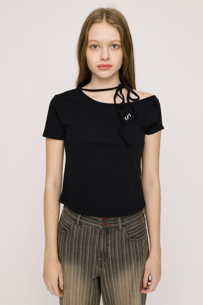 ONE SHOULDER S. トップス BLK FREE