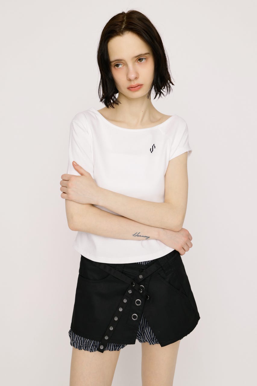 ONE SHOULDER S. トップス O/WHT FREE