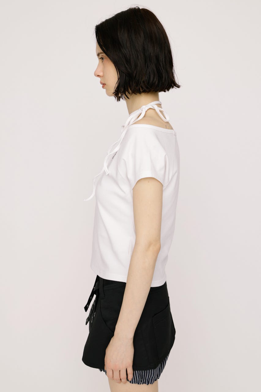 ONE SHOULDER S. トップス O/WHT FREE