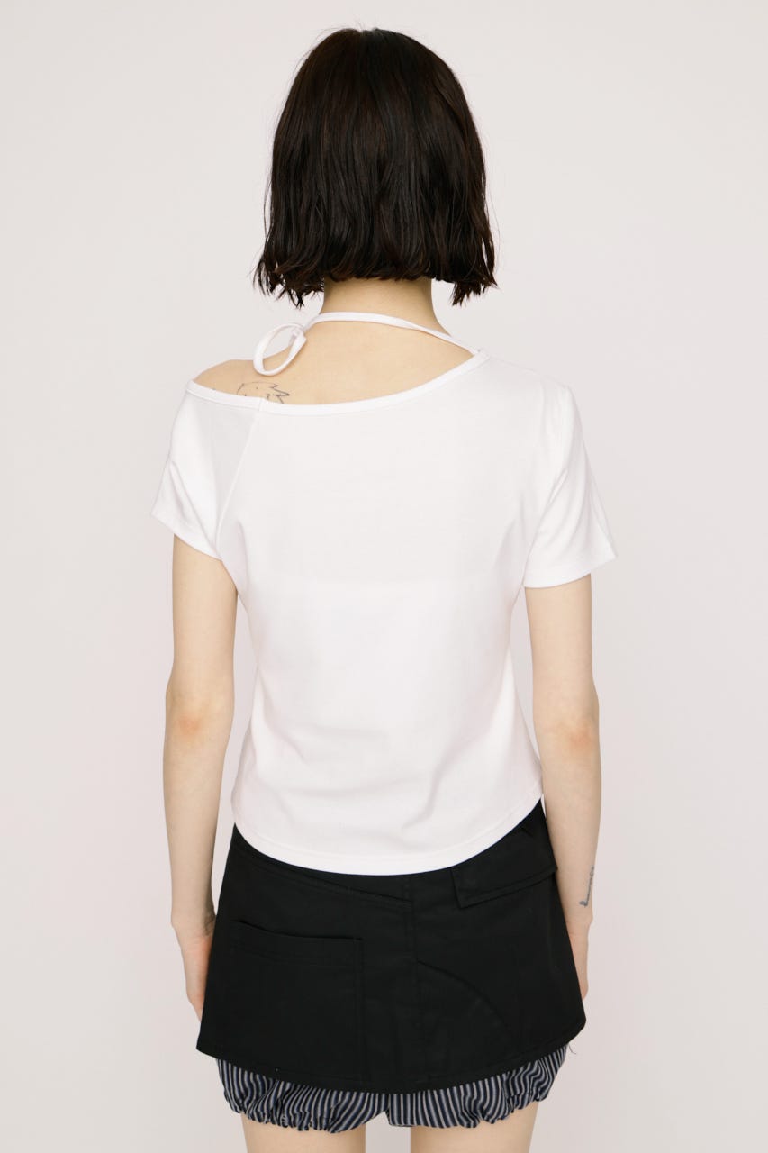 ONE SHOULDER S. トップス O/WHT FREE