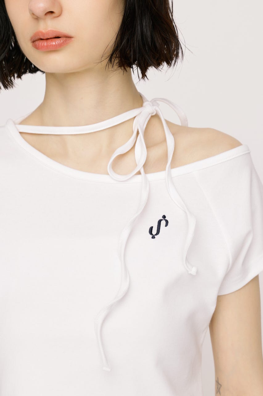 ONE SHOULDER S. トップス O/WHT FREE