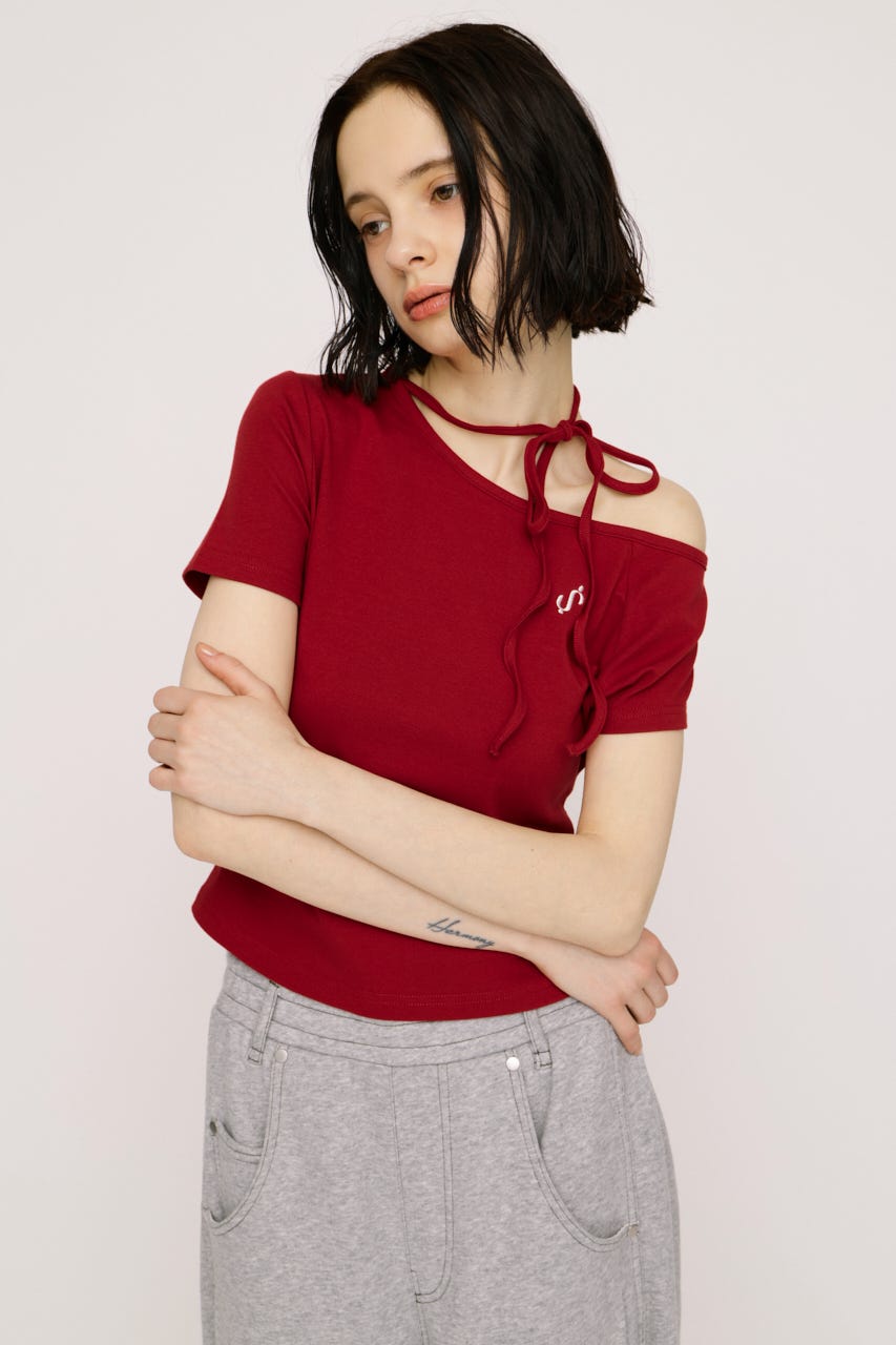 ONE SHOULDER S. トップス RED FREE