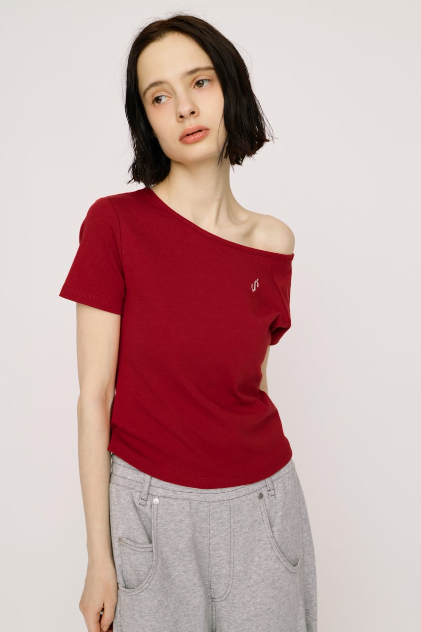 ONE SHOULDER S. トップス RED FREE