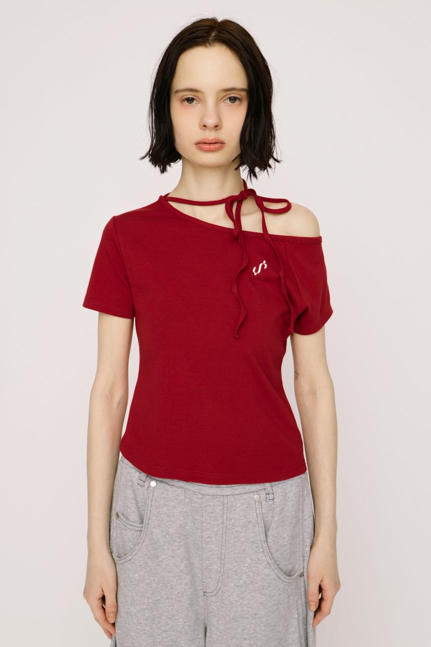 ONE SHOULDER S. トップス RED FREE