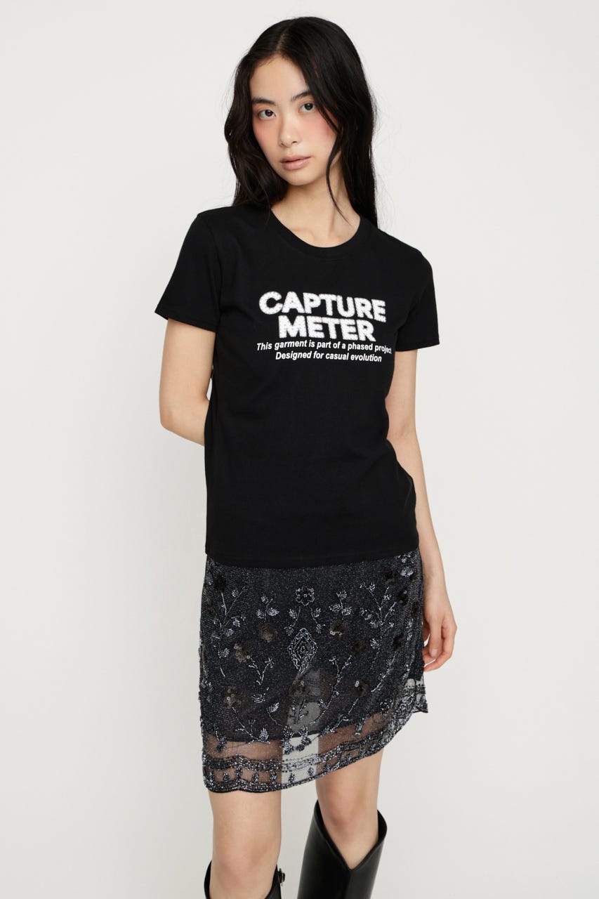RHINESTONE FRONT LOGO トップス BLK FREE
