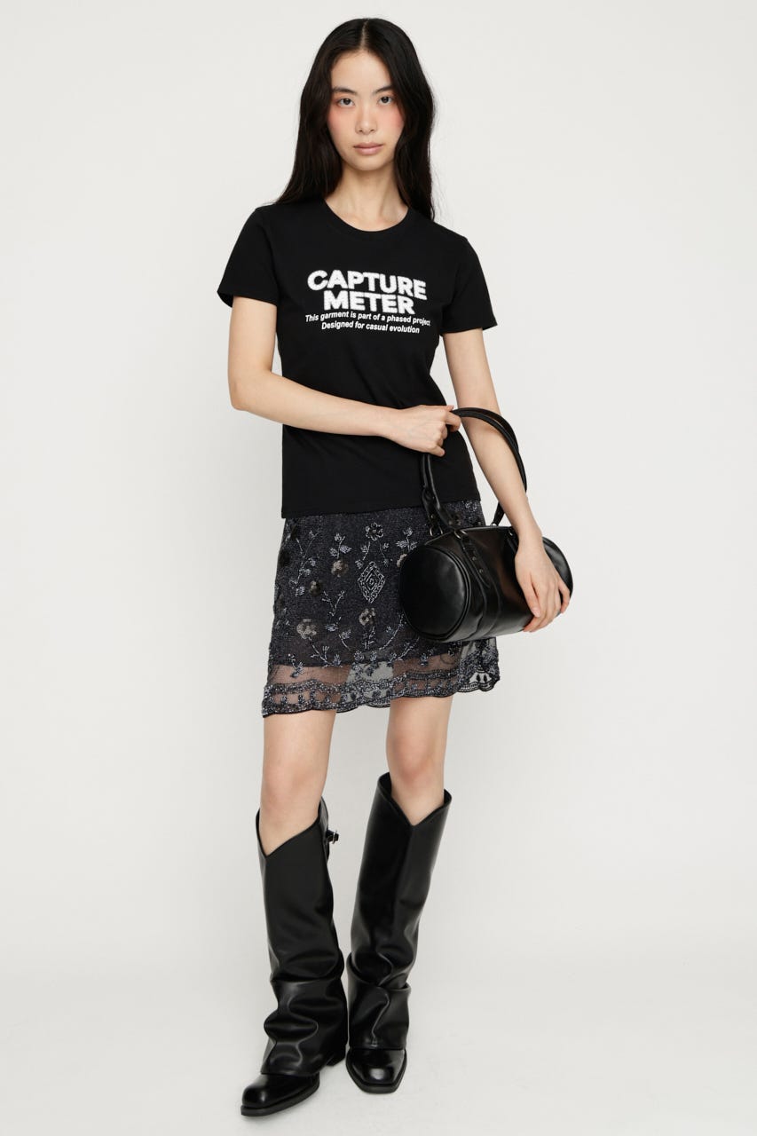 RHINESTONE FRONT LOGO トップス BLK FREE
