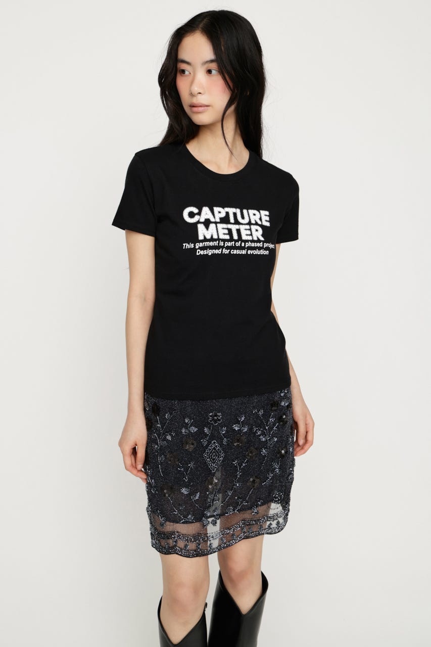 RHINESTONE FRONT LOGO トップス BLK FREE