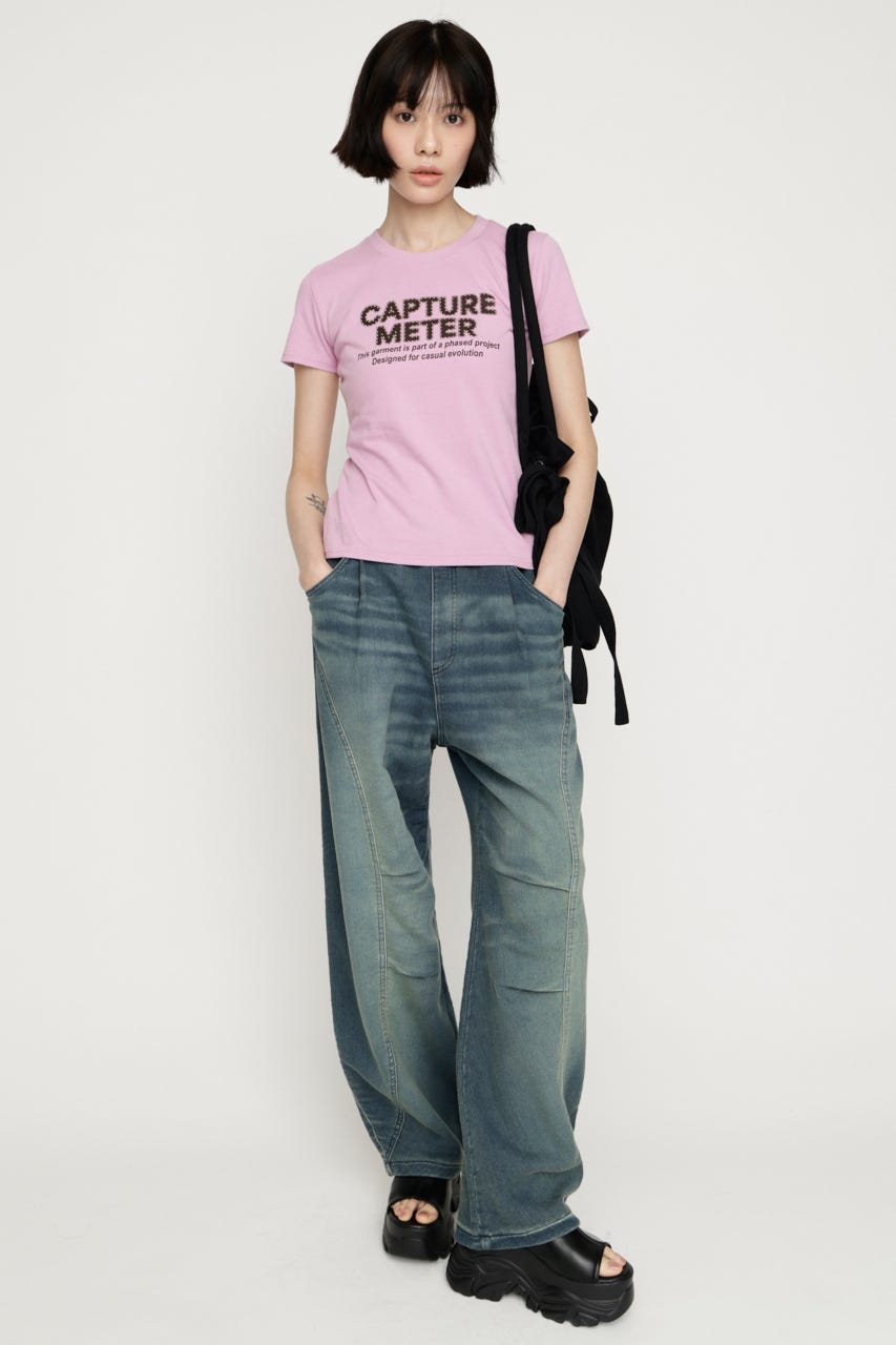 RHINESTONE FRONT LOGO トップス L/PNK FREE