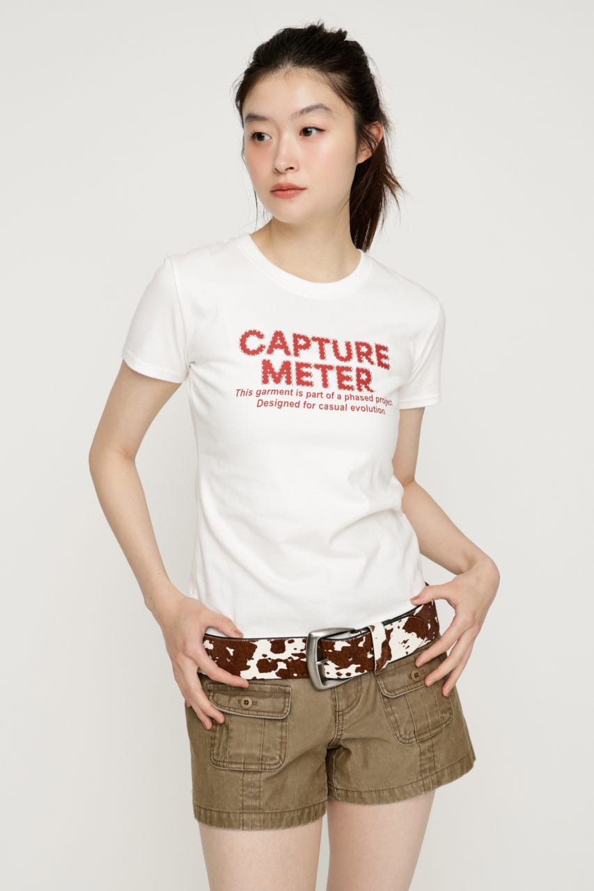 RHINESTONE FRONT LOGO トップス O/WHT FREE