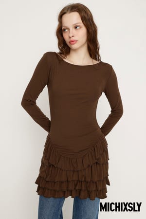 MICHIXSLY HEM FRILL L／S トップス