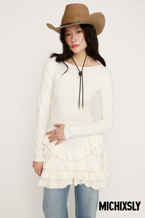 MICHIXSLY HEM FRILL L／S トップス