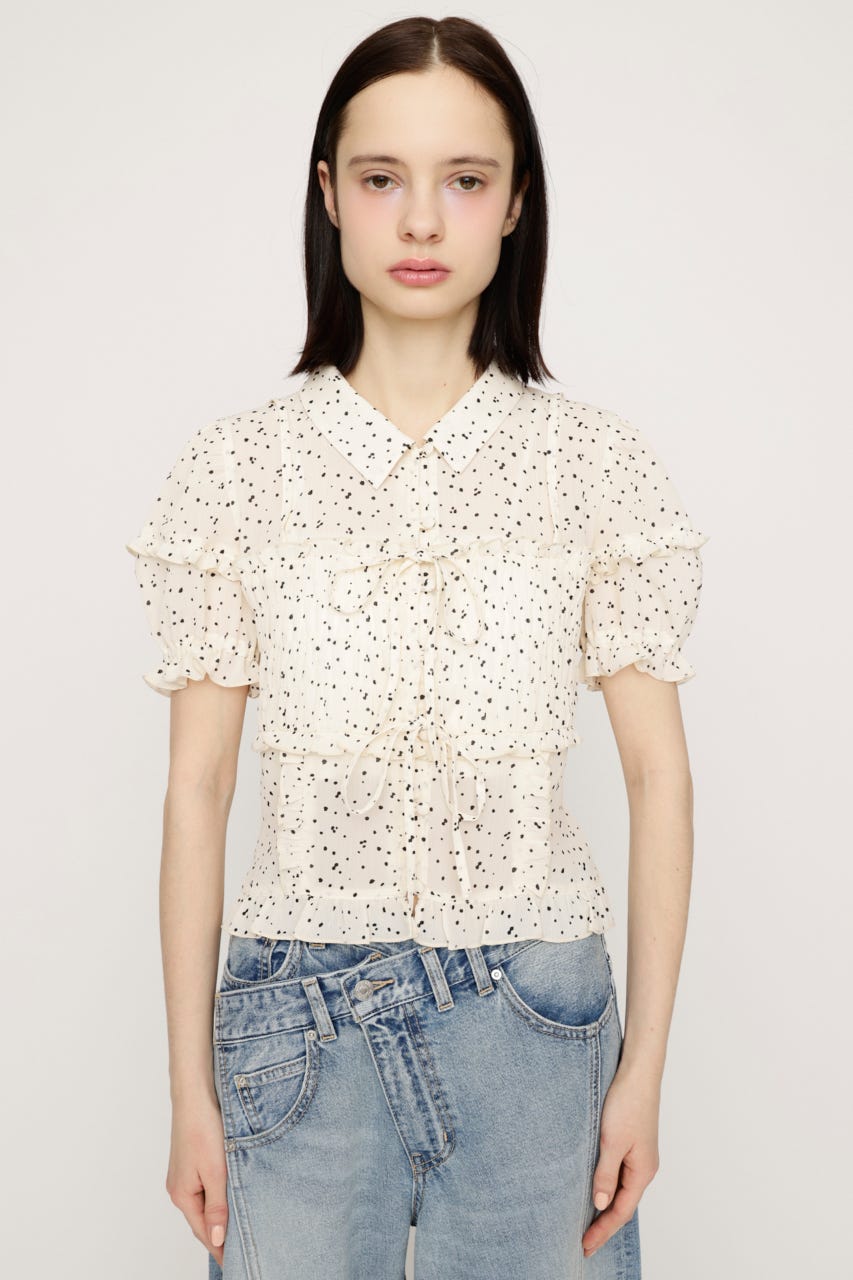 TINY DOTS FRILL ブラウス M/WHT FREE