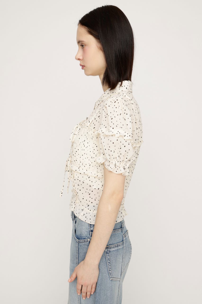 TINY DOTS FRILL ブラウス M/WHT FREE