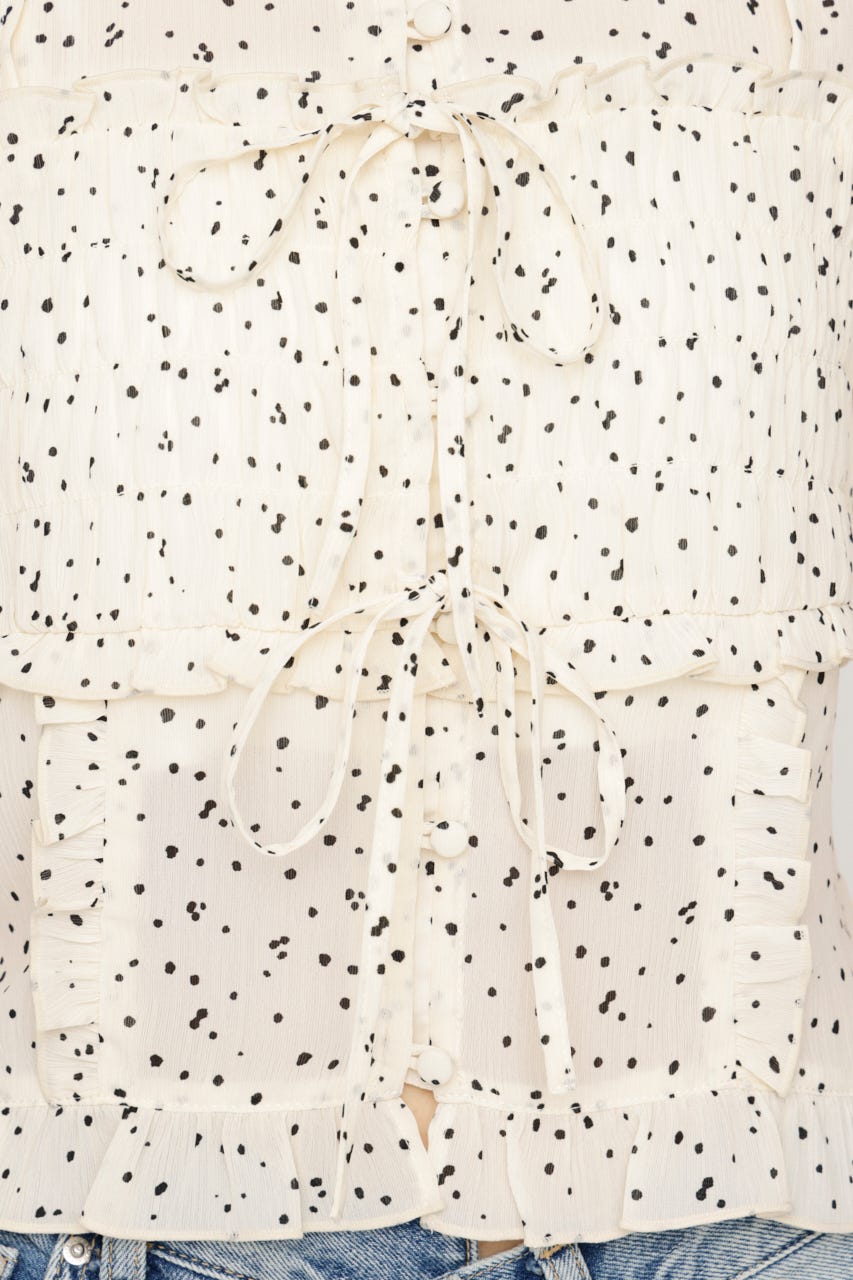 TINY DOTS FRILL ブラウス M/WHT FREE