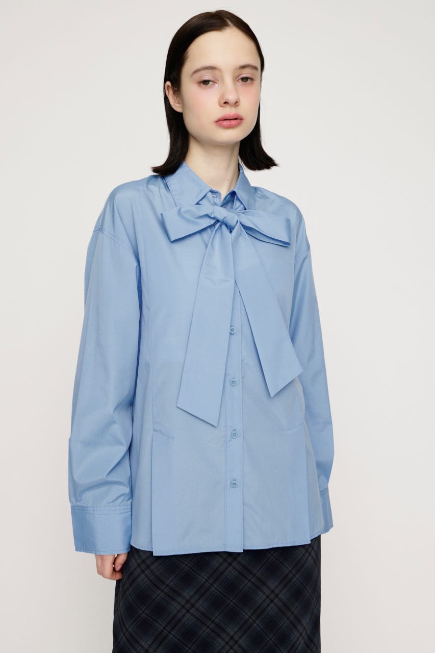 FRONT RIBBON DESIGN シャツ BLU FREE