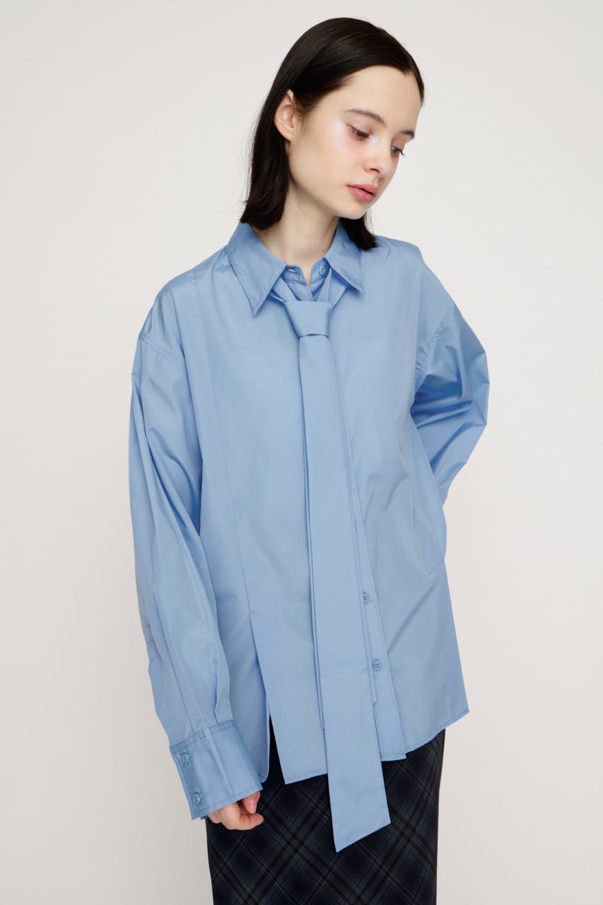 FRONT RIBBON DESIGN シャツ BLU FREE