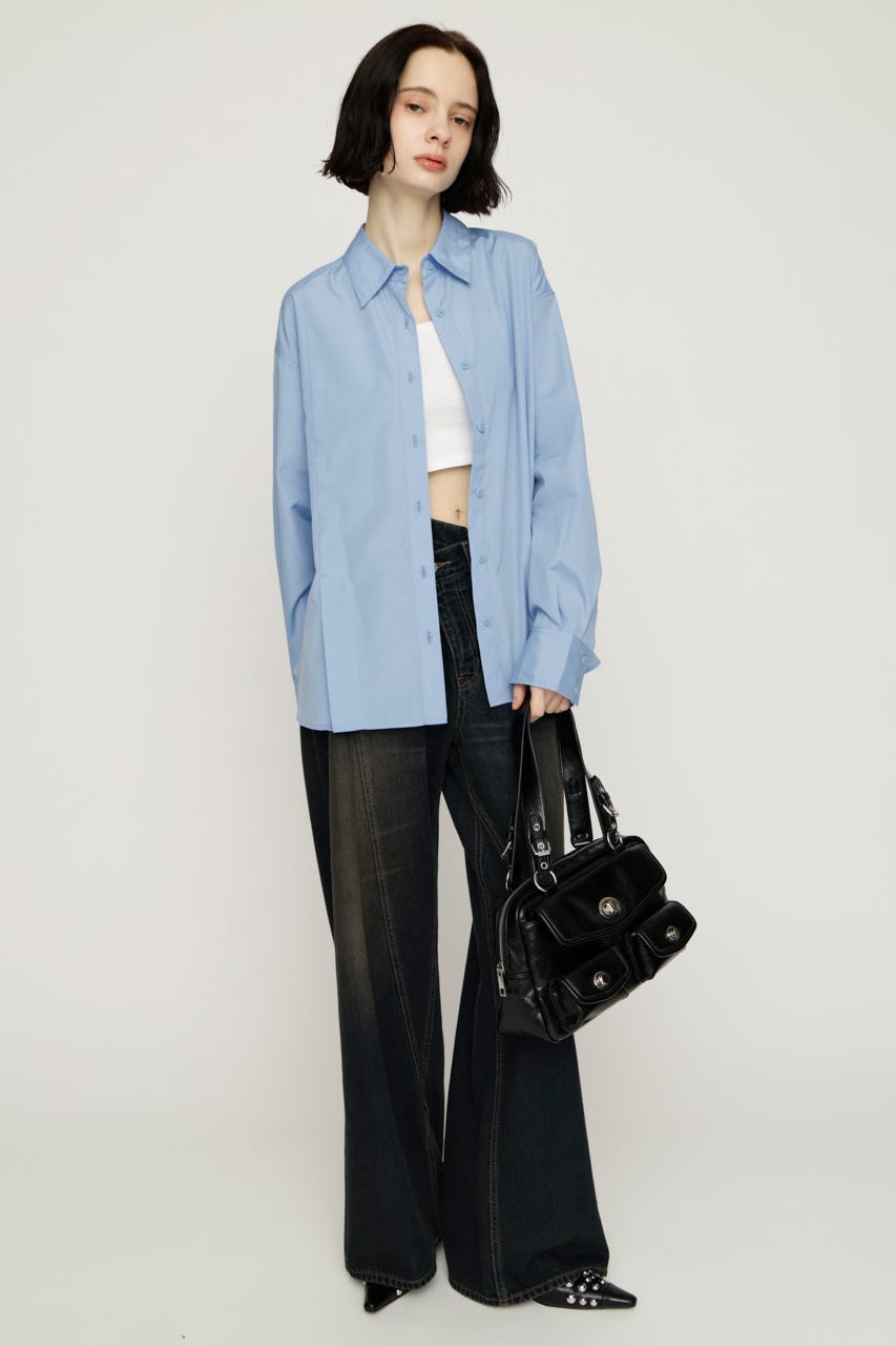 FRONT RIBBON DESIGN シャツ BLU FREE