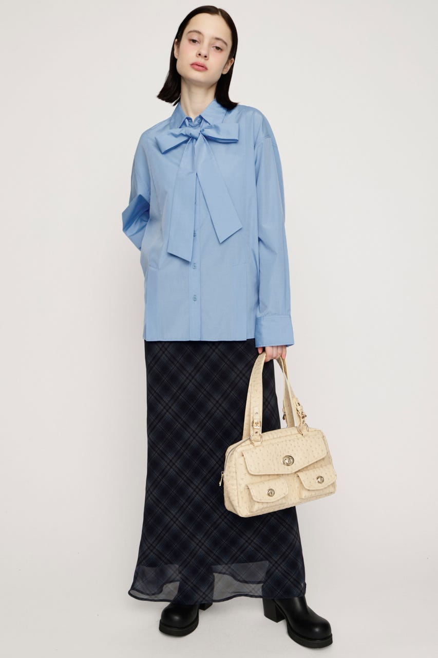 FRONT RIBBON DESIGN シャツ BLU FREE