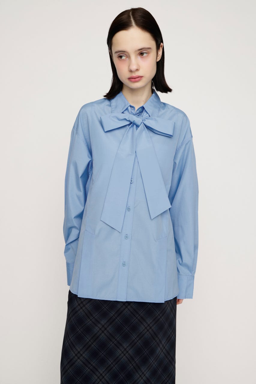 FRONT RIBBON DESIGN シャツ BLU FREE