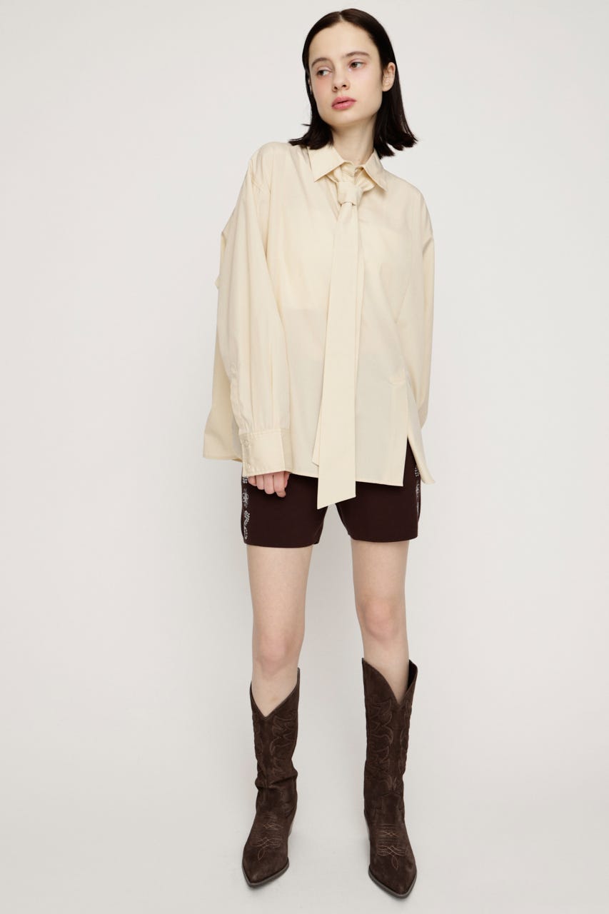 FRONT RIBBON DESIGN シャツ L/BEG FREE