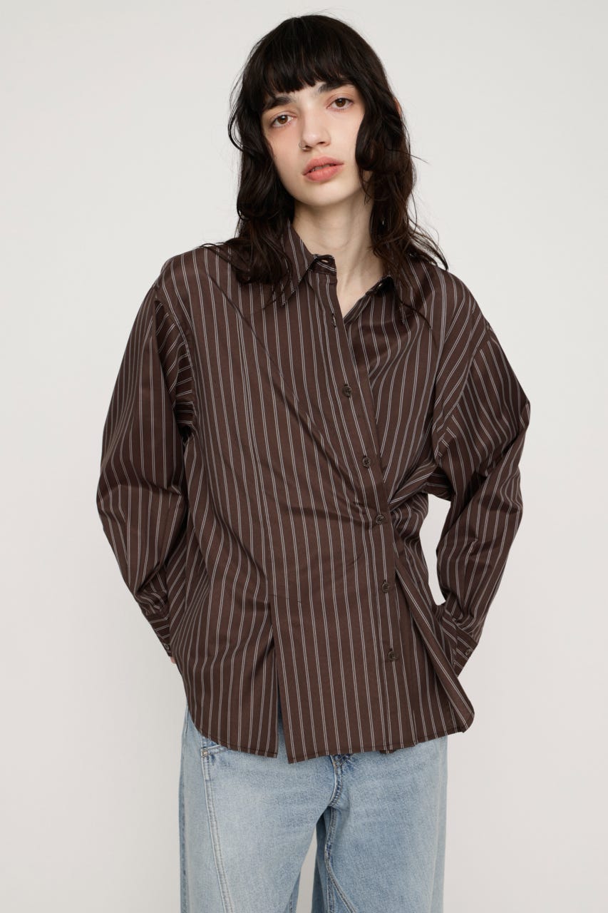 FRONT RIBBON DESIGN シャツ M/BRN FREE