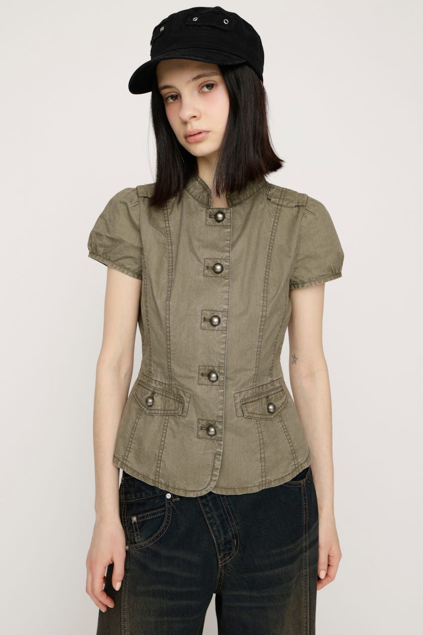 WASHED FRENCH S／L MILITARY シャツ KHA FREE