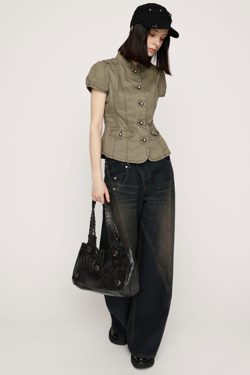 WASHED FRENCH S／L MILITARY シャツ KHA FREE