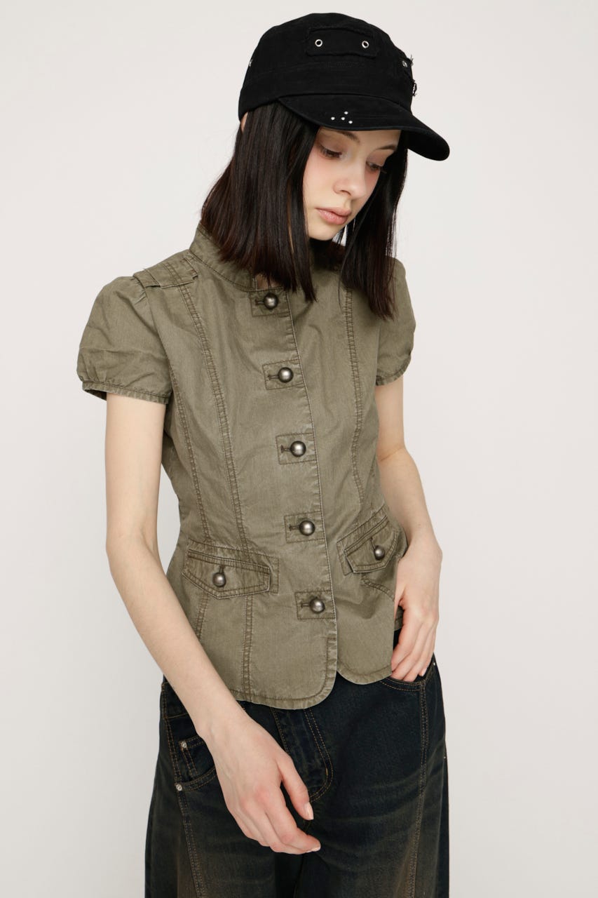 WASHED FRENCH S／L MILITARY シャツ KHA FREE
