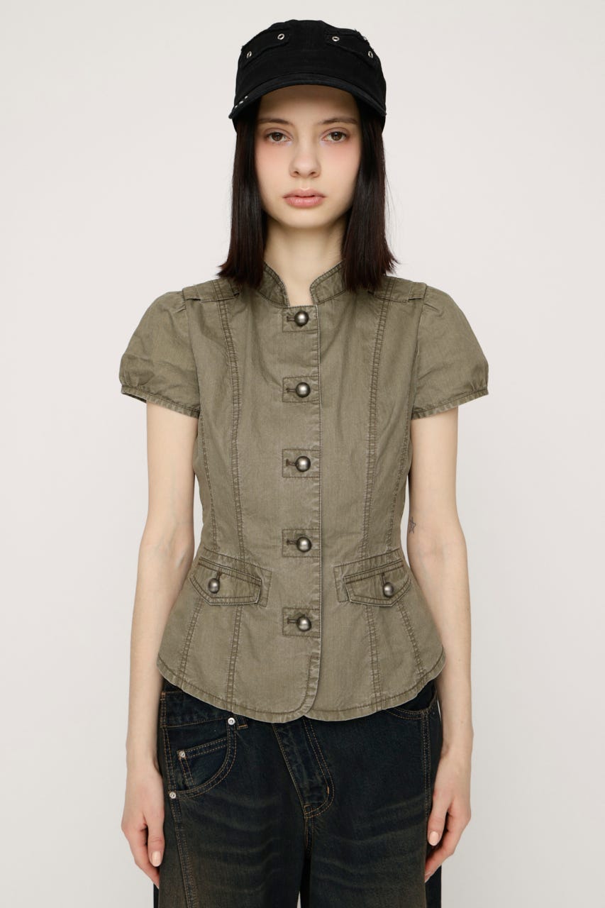 WASHED FRENCH S／L MILITARY シャツ KHA FREE