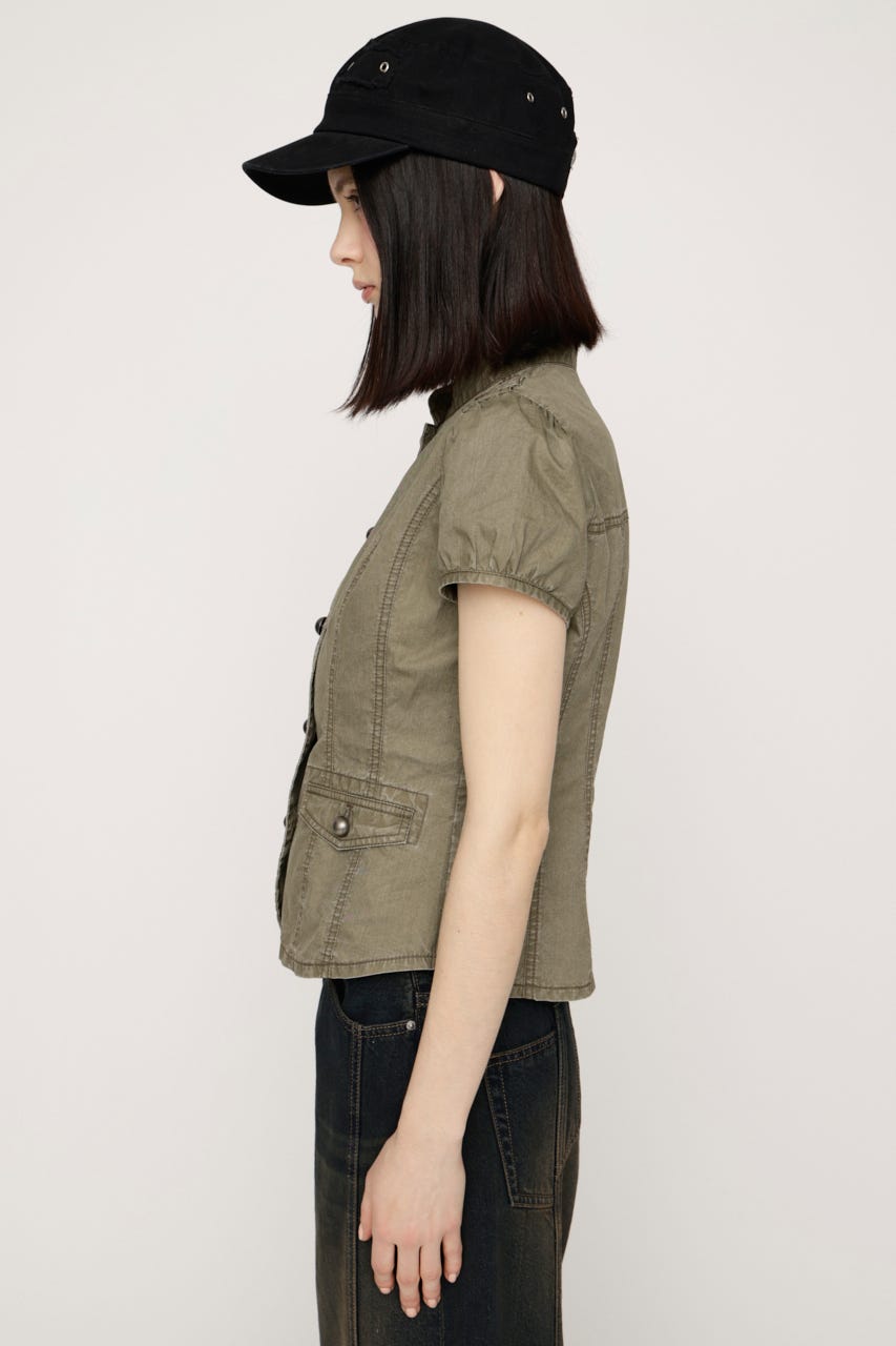 WASHED FRENCH S／L MILITARY シャツ KHA FREE