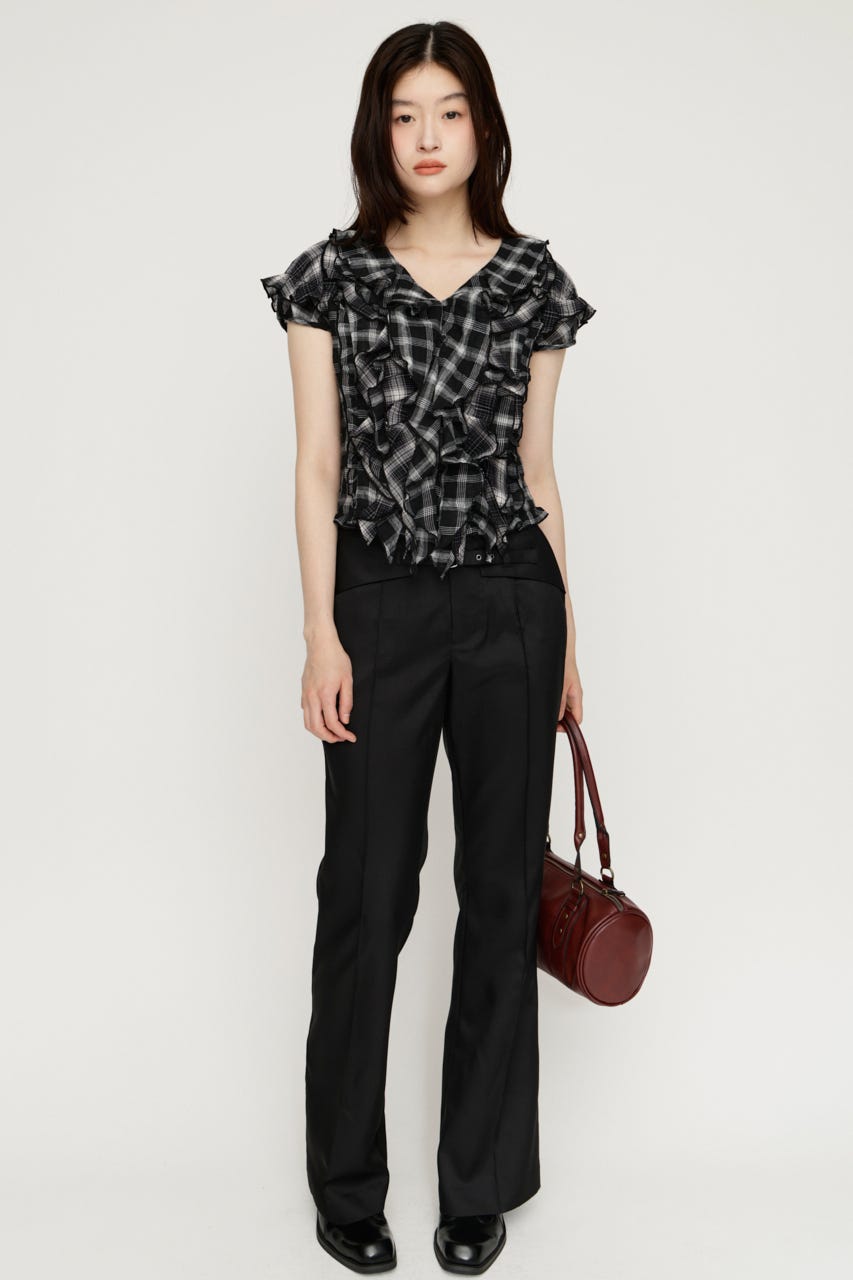 MIX FRILL COMPACT ブラウス M/BLK FREE