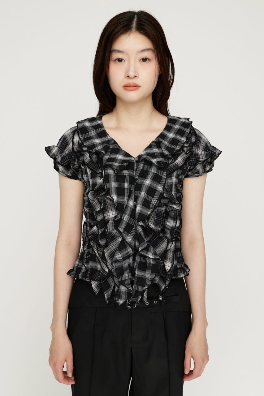 MIX FRILL COMPACT ブラウス M/BLK FREE