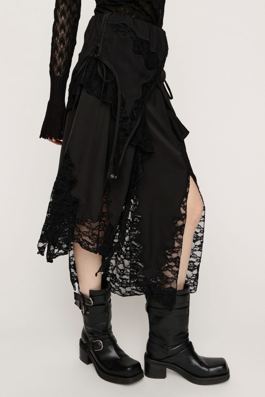 2WAY LACED SLIP OP スカート BLK FREE