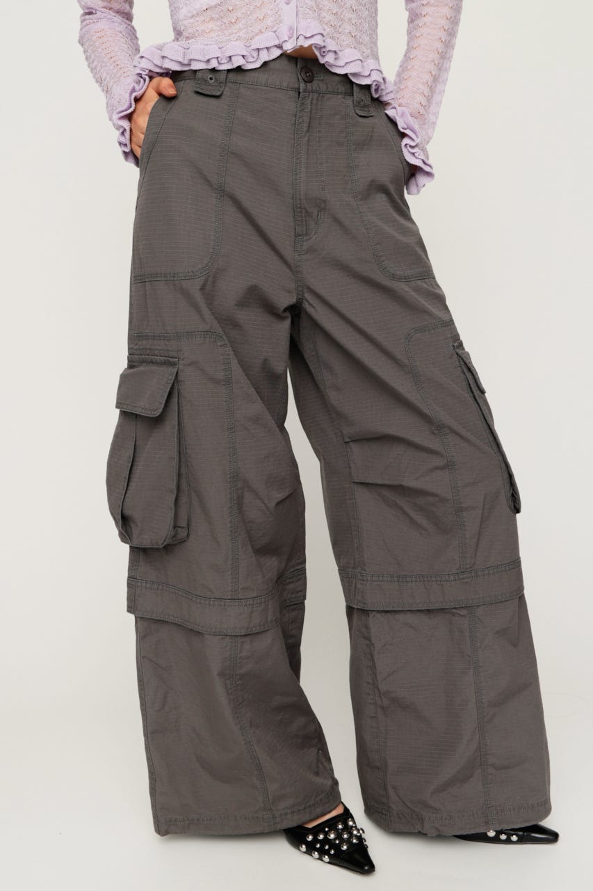 【1BUY5％OFF】WASHED 2WAY CARGO パンツ L/BLK 1