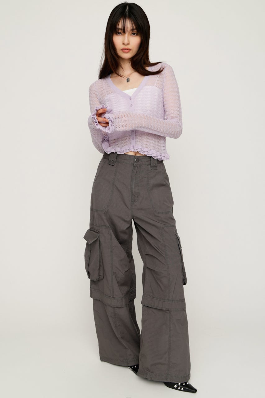 【1BUY5％OFF】WASHED 2WAY CARGO パンツ L/BLK 1