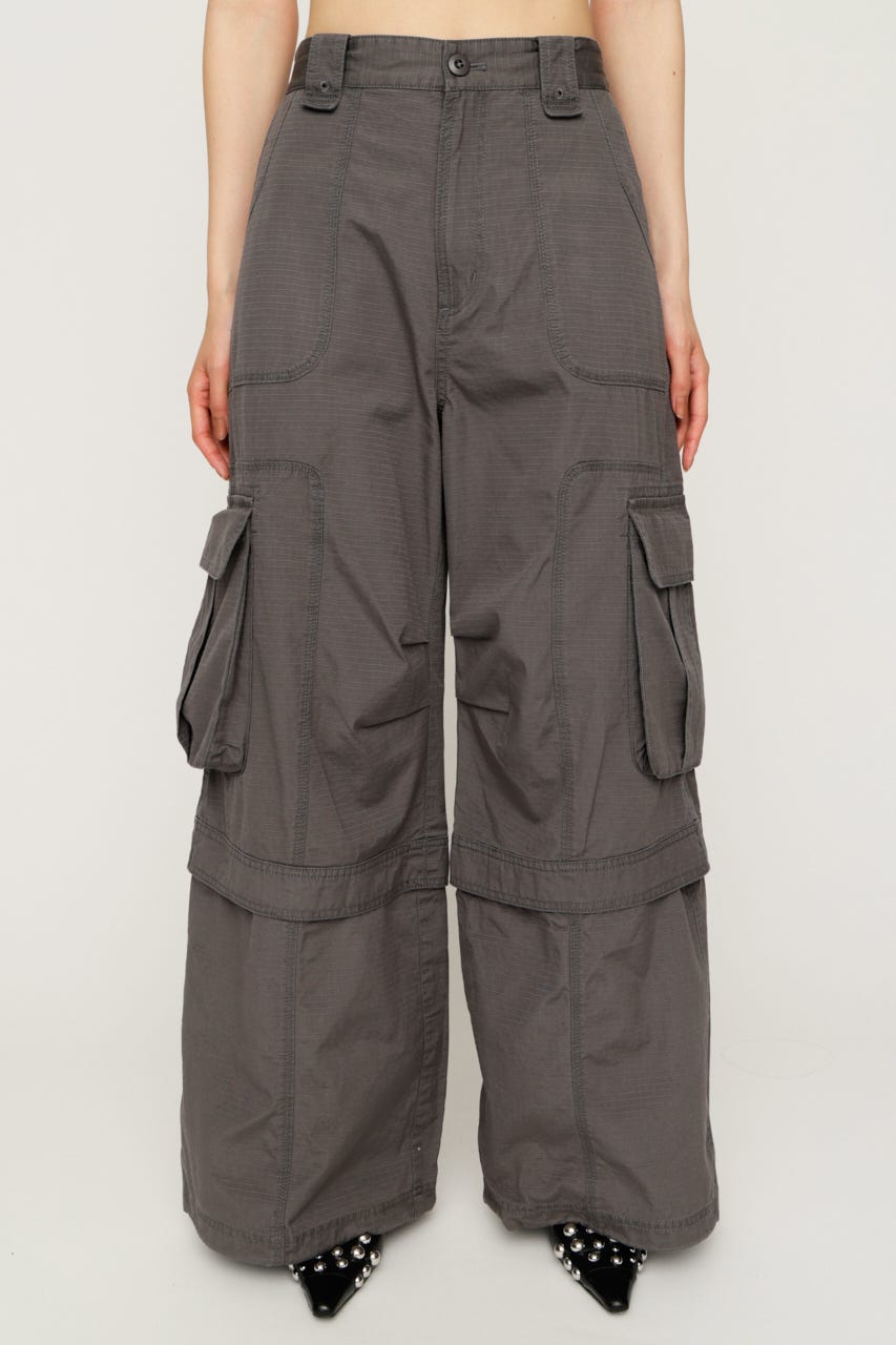 【1BUY5％OFF】WASHED 2WAY CARGO パンツ L/BLK 1