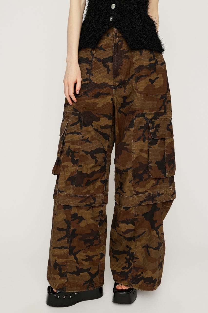 【1BUY5％OFF】WASHED 2WAY CARGO パンツ M/BRN 2