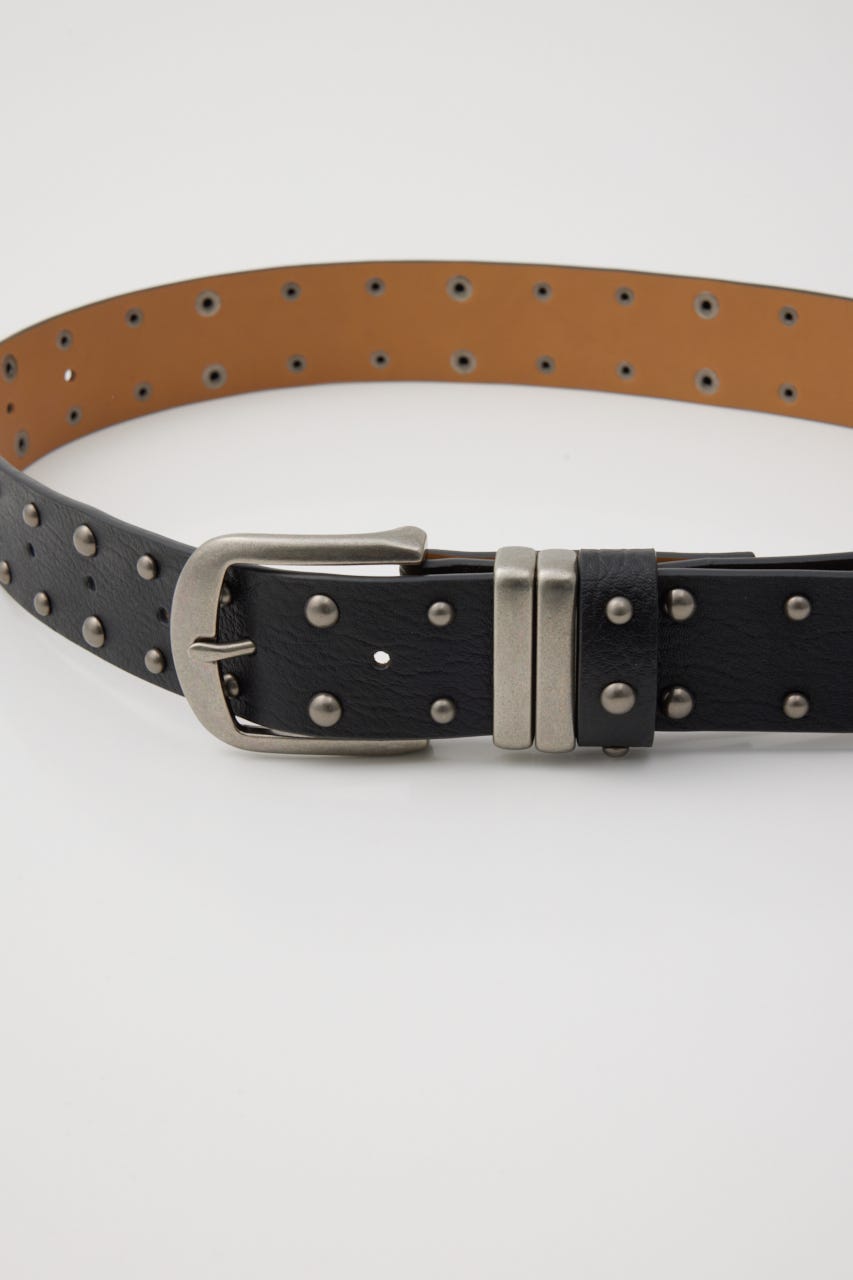 SPLIT LEATHER STUDS ベルト BLK FREE