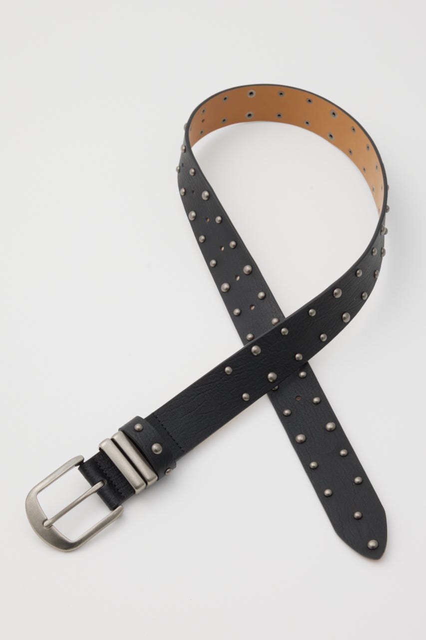 SPLIT LEATHER STUDS ベルト BLK FREE
