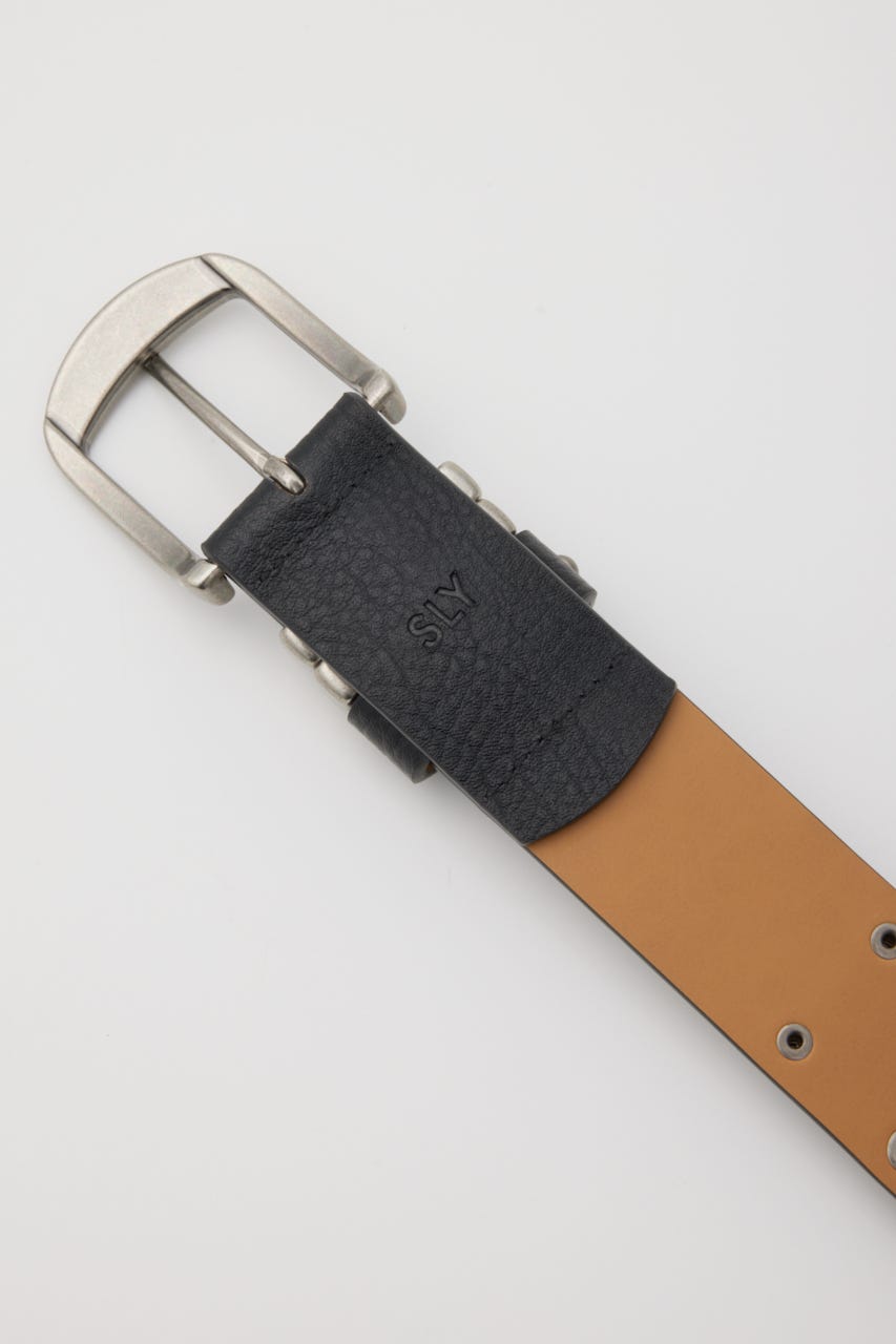 SPLIT LEATHER STUDS ベルト BLK FREE